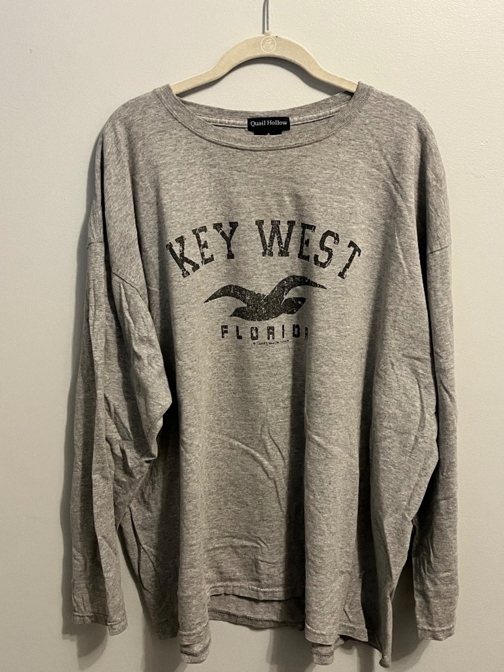 Key West Florida Long Sleeve Tee Heather Gray Seagull Graphic 3X